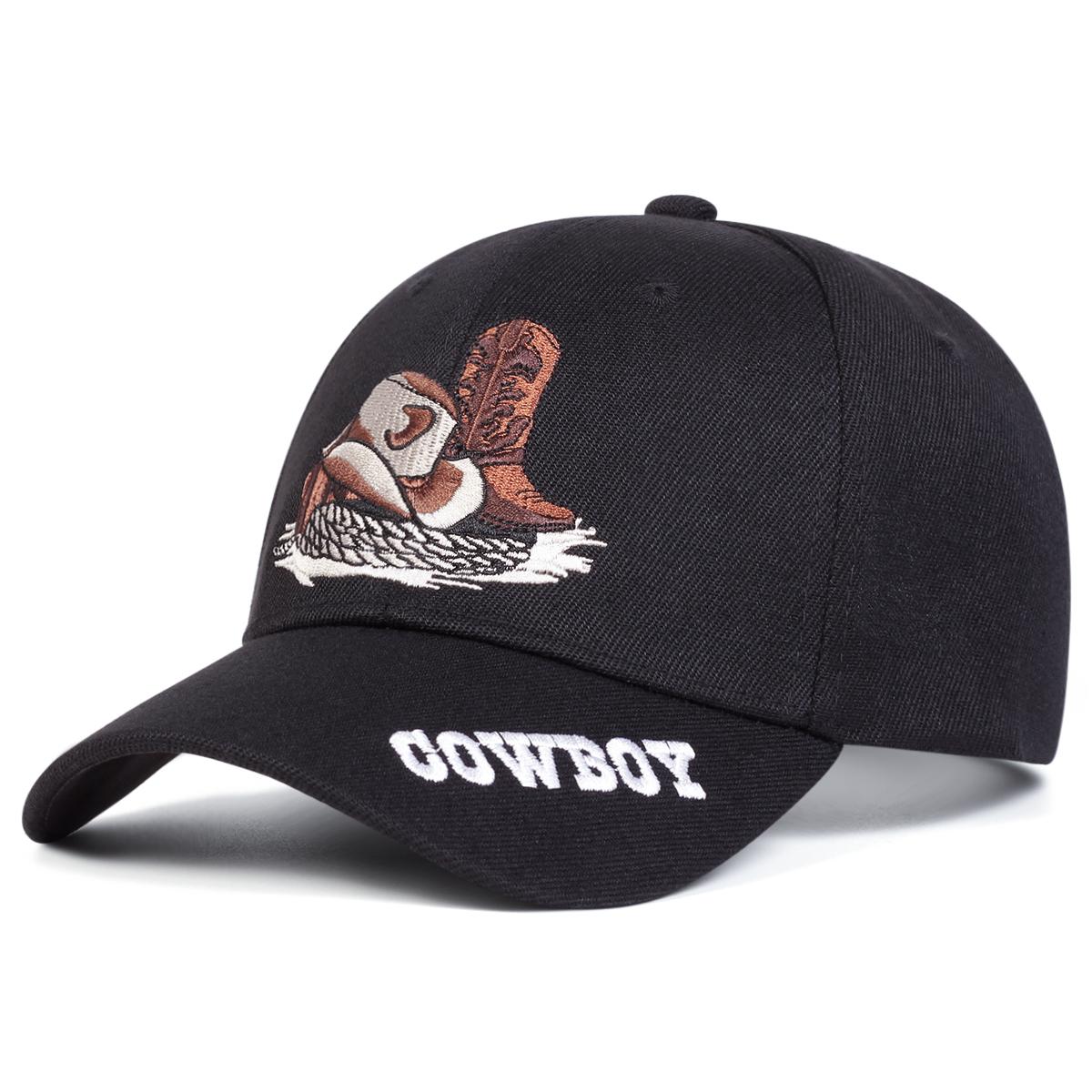 

Ретро КОВБОЙ Ковбойская бейсбольная кепка для мужчин и женщин Кепка для рыбалки на открытом воздухе Кепка для отдыха с солнцезащитным кремом Кепка для гольфа Кепка в стиле хип-хоп чёрный