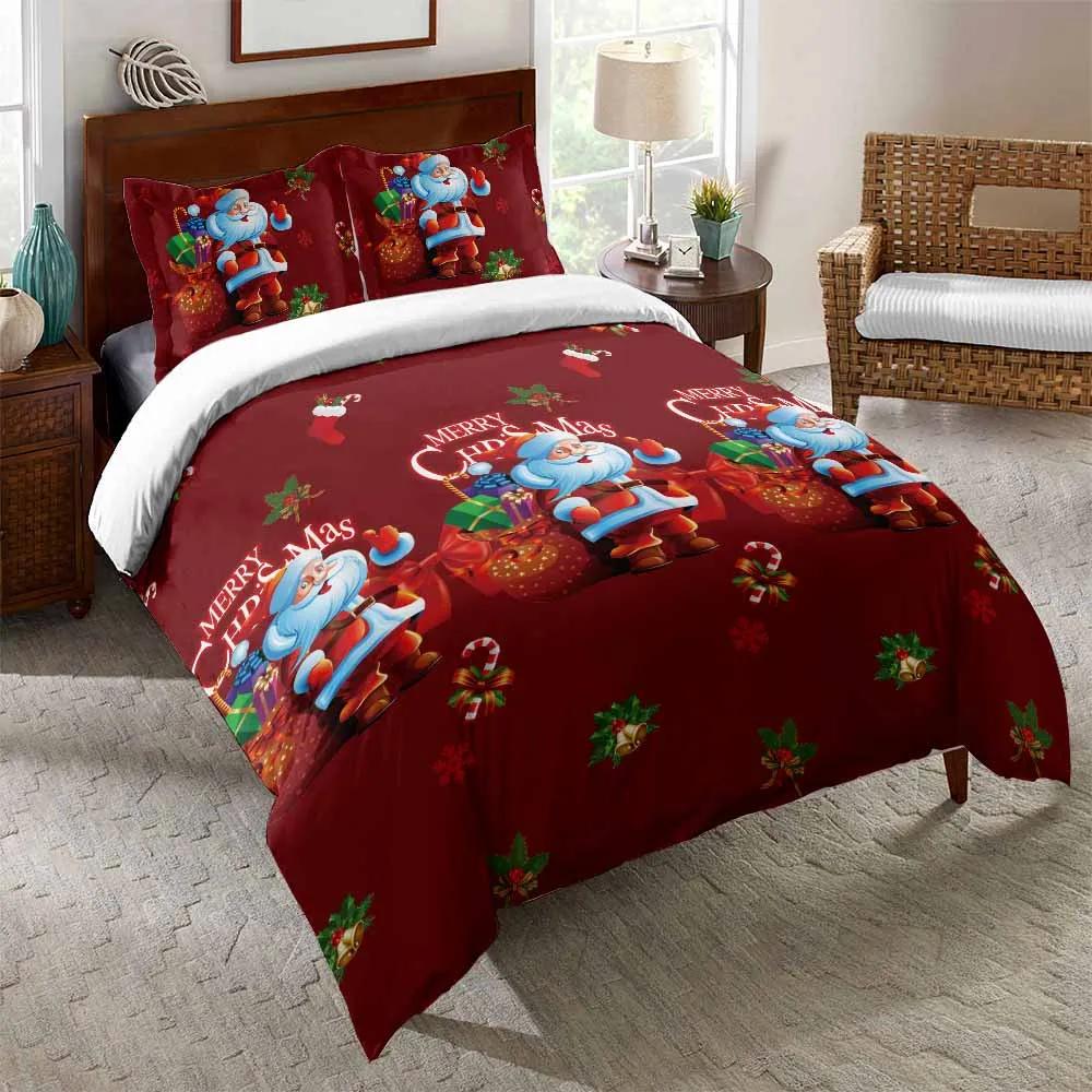 

Christmas Der Soft Duvet Cover Set King-Sized Dimensionsd Dimensions -New Year Concept Print Santa Claus Snowflake Warm Comforter Cover Decorative 100*200cm Single