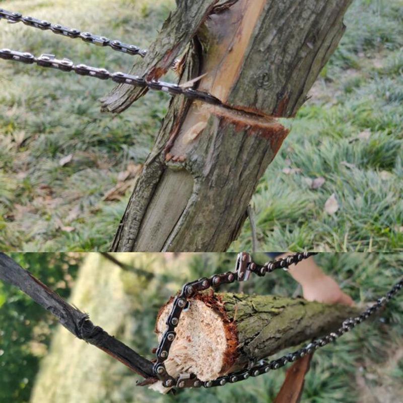 Fierăstrău manual cu lanț pentru crengi de copac de 24 de inch, fierăstrău portabil de mână cu lanț, fierăstrău pliabil de buzunar cu lanț, ascuțit pentru utilizare la camping/drumeții/pescuit/picnic