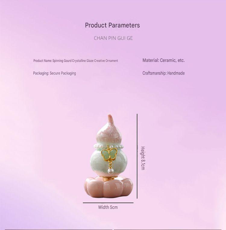 Jingdezhen Rotating Fortune and Prosperity Small Ornament, Small Ceramic Tea Table Ornament, Rotating Gourd