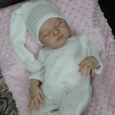 BZDOLL 50cm 20inch Soft Vinyl Asleep Baby Reborn Doll with 3D-paint Skin, Visible Veins and Cloth Body Toy for Girl Kids Newborn Gift