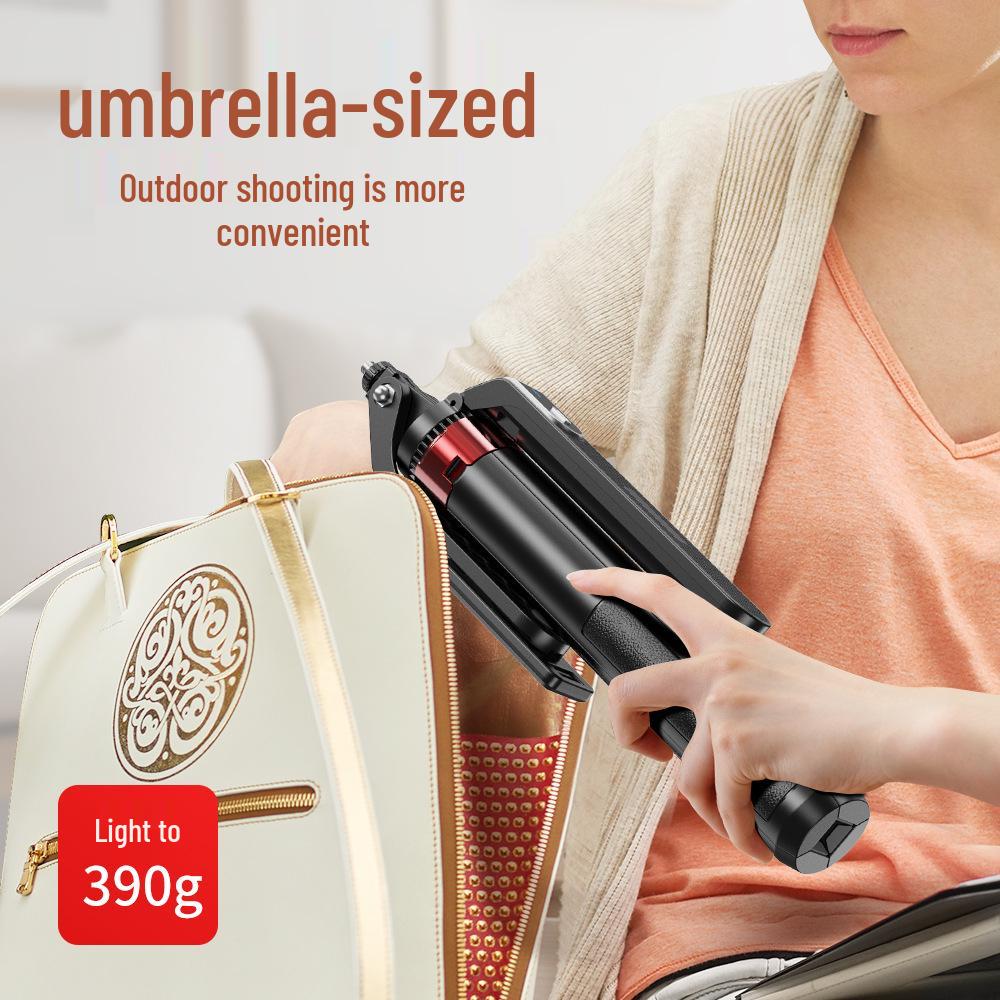 Bluetooth Universal Selfie Stick and Tripod with Anti-Shake Gimbal for Travel and Live Streaming.