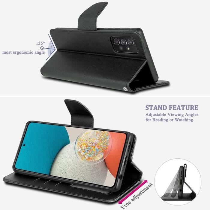 Coque pour Samsung A53 5G - Élégant - Effet Cuir - Fermeture Magnétique - Support Horizontal - Noir