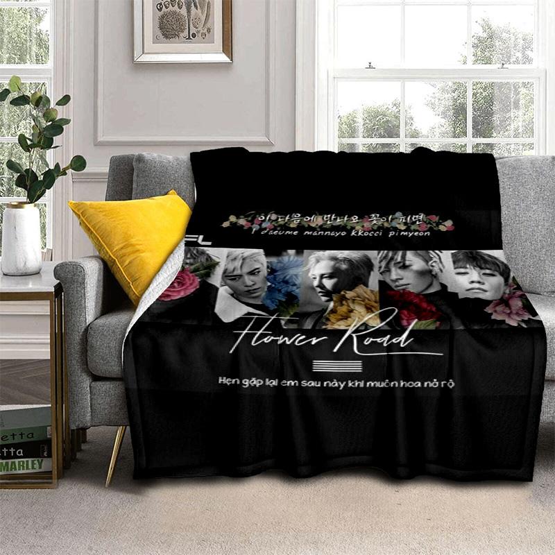 Bigbang Logo Floral Graphic Print Blanket Home Decor Sofa Blanket Nap Blanket Machine Washable Digital Printing