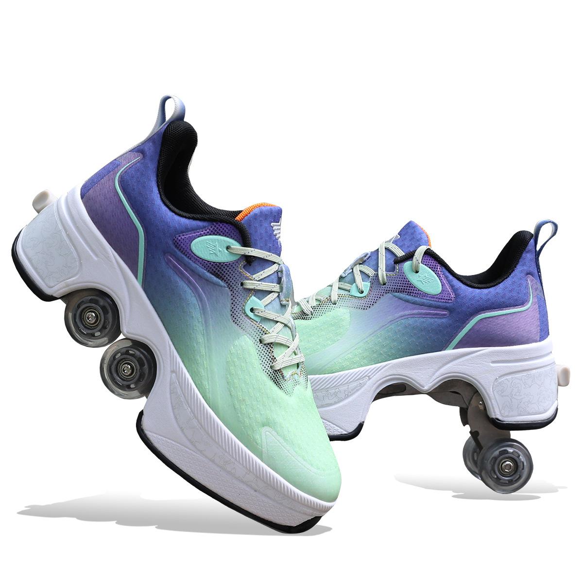 

Children Deformation Roller Skates 4 Wheels Skate Shoes Parkour Sports Shoes Unisex Girls Boys Roller Skates Kids Sneakers 40