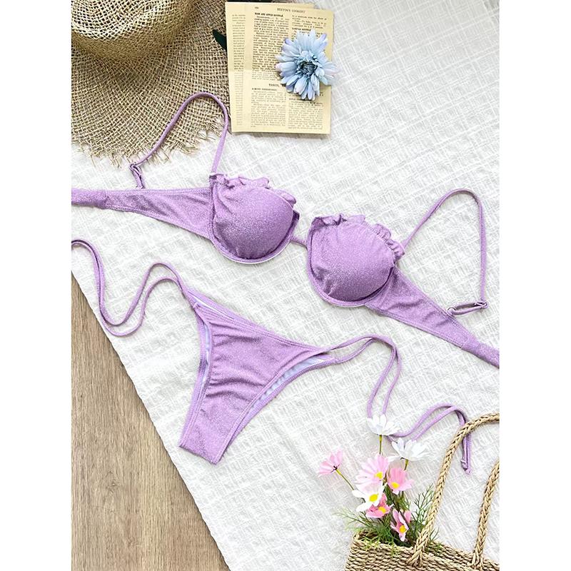 Bikini Push-Up Seksowne Stroje Kąpielowe Damskie Damska Bielizna Kąpielowa Mikro Zestaw Bikini Kostium Kąpielowy Stroje Kąpielowe Odzież Plażowa Koronkowy Bikinik