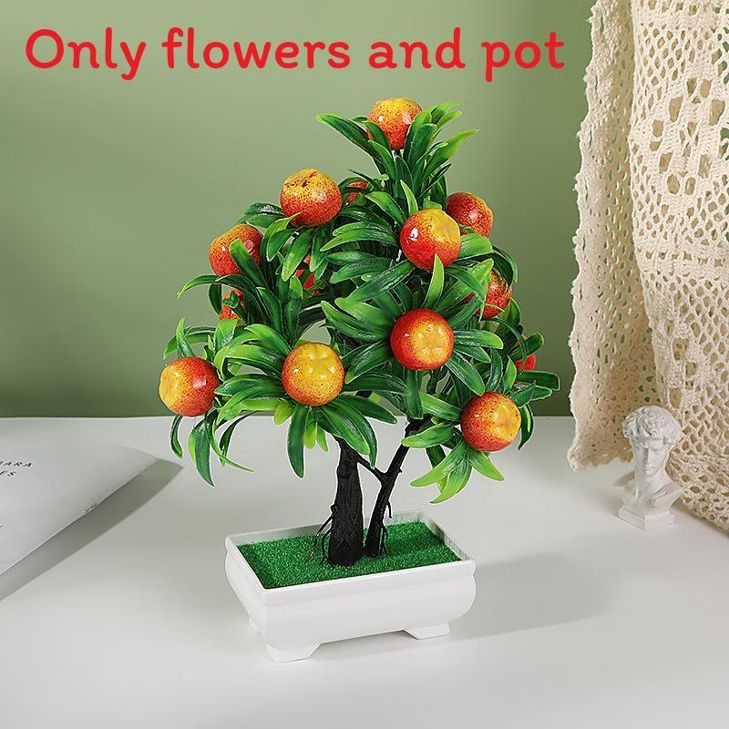 Peach Lemon Simulated Orange Pomegranate Tree Artificial Plant Potted