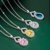 BELLA BOX Gourd Shaped Zircon Pendant Necklace Multiple Colour Fashion Wedding Engagement Jewelry