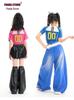 Girls' Hip Hop Dance Outfit: Short Sleeve T-shirt with Ripped Pants or Shorts Set for Performances