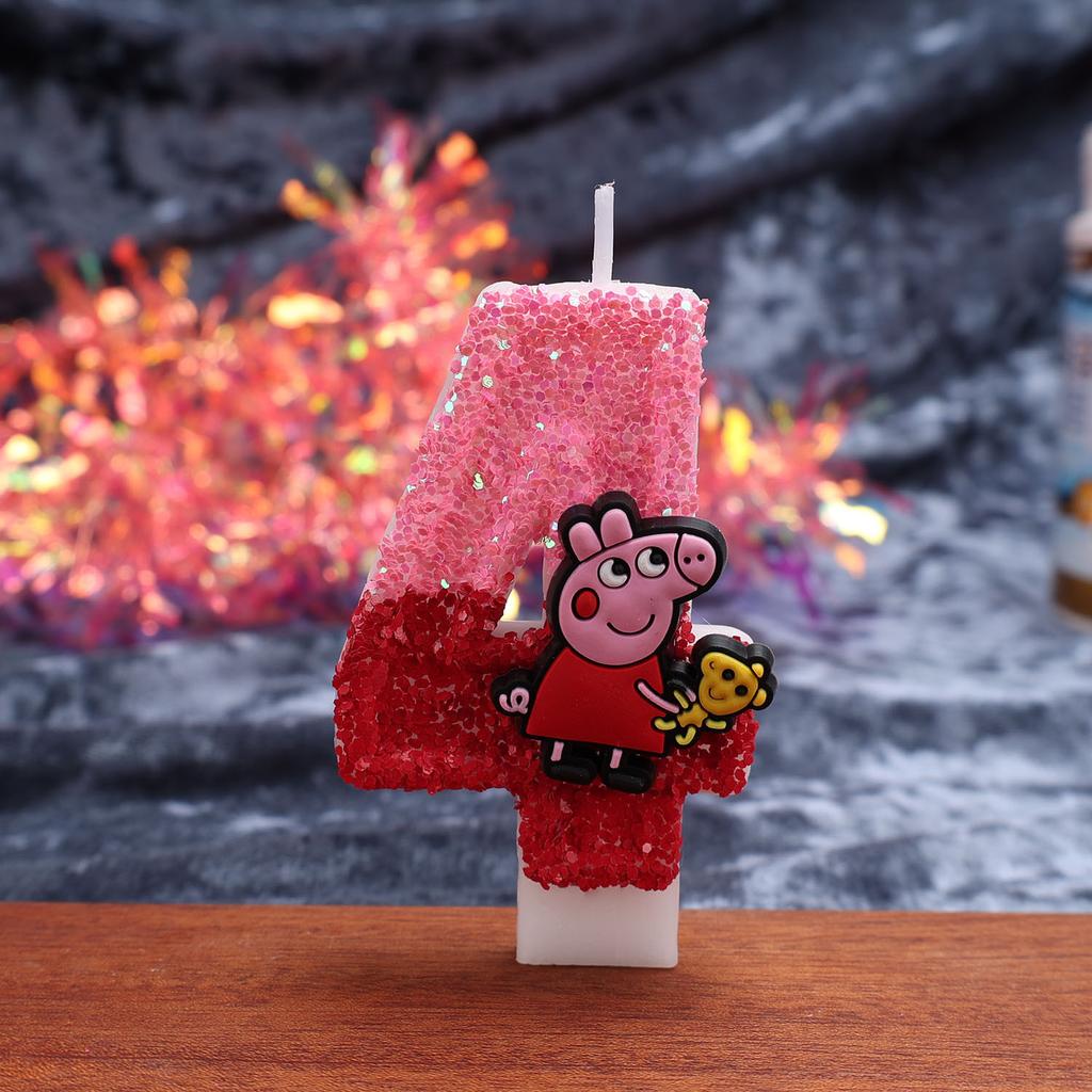Number 0 Birthday Candle Decorative Cake Topper for Kids Baking Party Supplies Glittered Design with Character Attachment