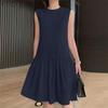 ZANZEA Women Casual Round Neck Solid Color Summer Sleeveless Dress