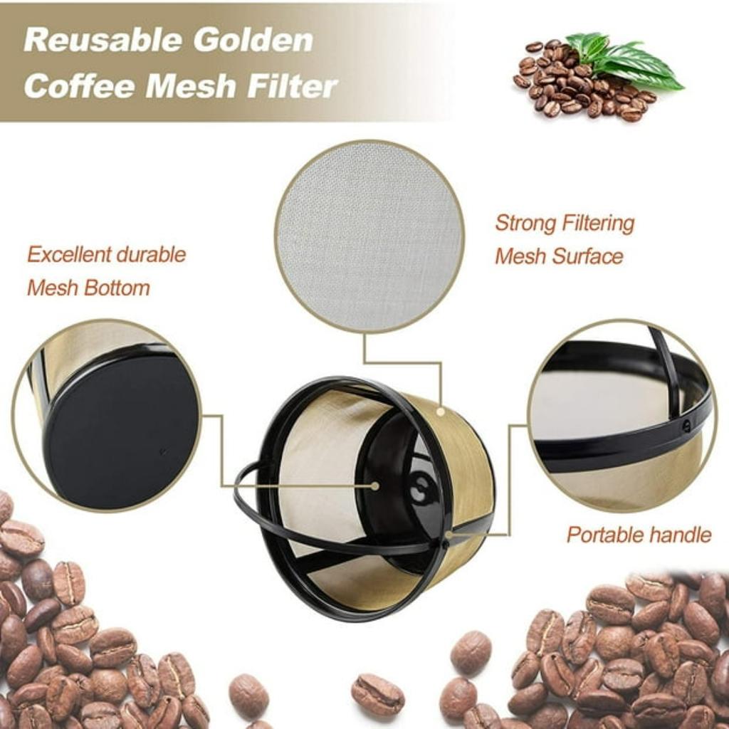 2pcs Reusable Coffee Filters for 8-12 Cup Replacement Coffee Filter Basket