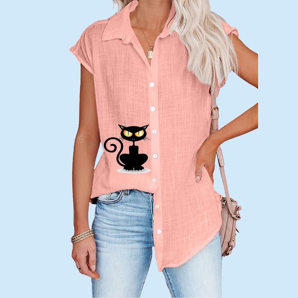 Frauen Casual Print T-shirt Sommer Mode Dünne Top Plus Größe Strickjacke Kurzarm Blusen