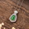 Inlaid Bright Green Jadeite Gourd Pendant for Women - New Style Bestseller