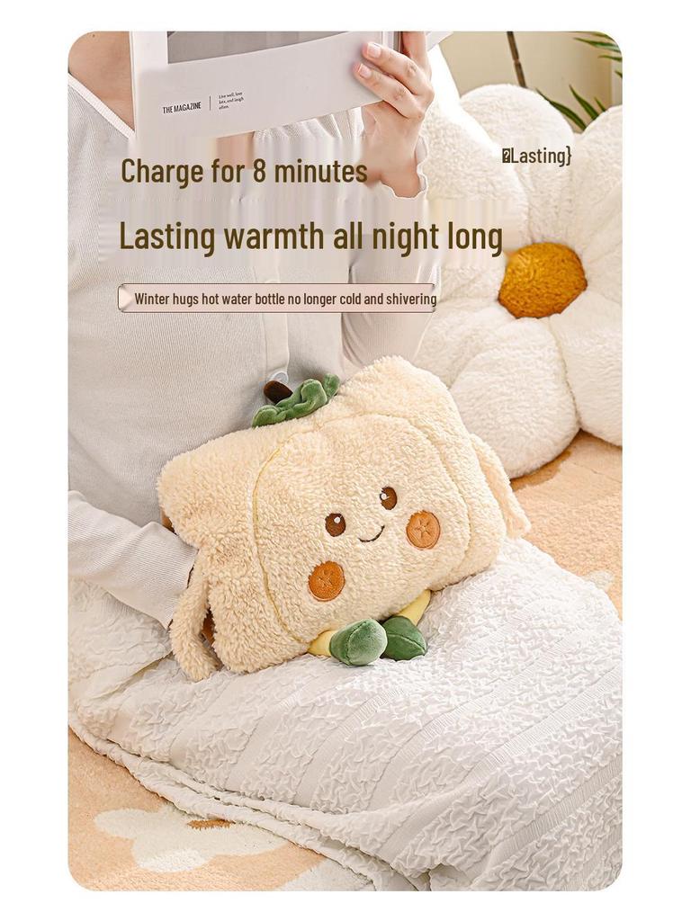 Cartoon Rechargeable Explosion-Proof Hot Water Bottle - Detachable Hand Warmer for Girls, Bed, and Abdomen.