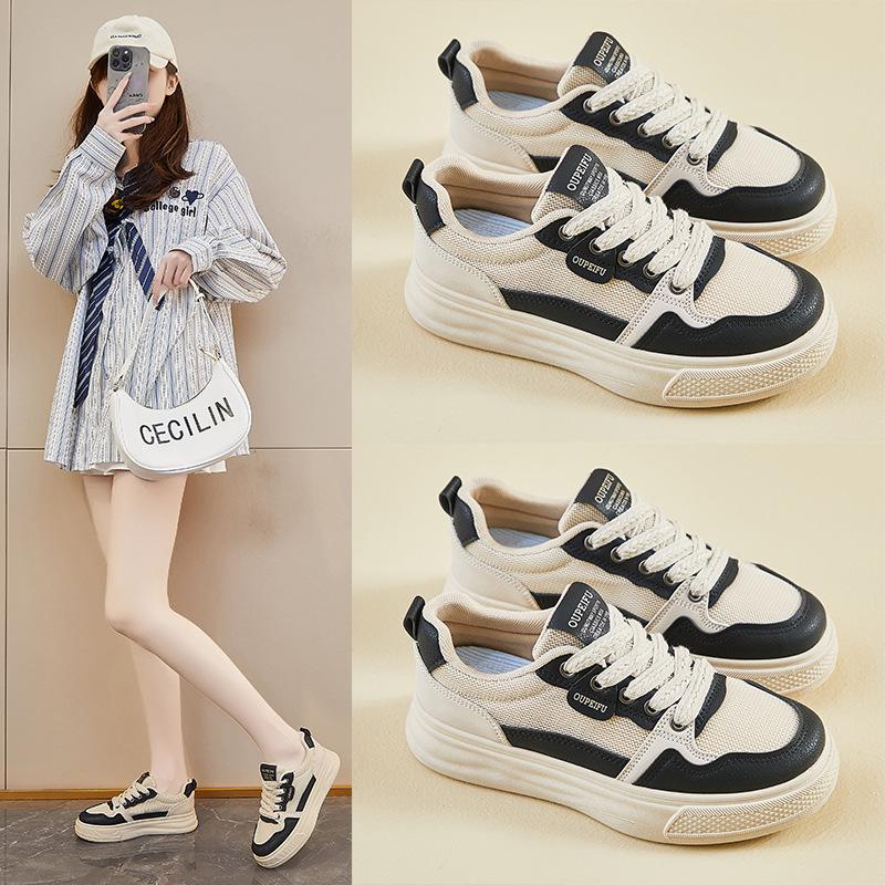 Spring White Shoes New Style of Female Students' Thick-soled Height-enhancing Sports Shoes Casual
