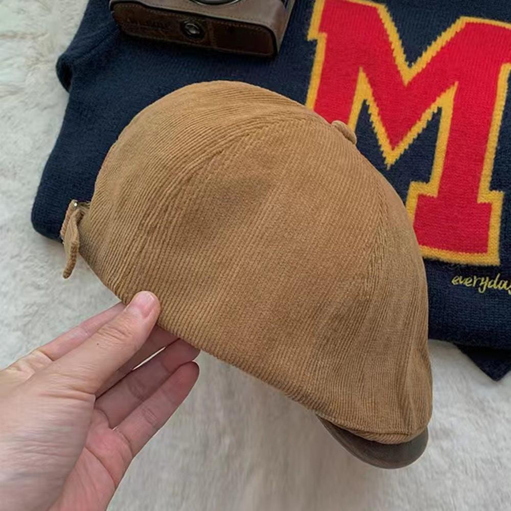 Corduroy Beret Hat For Women Autumn Winter With Breathable Warmth And Sun Protection