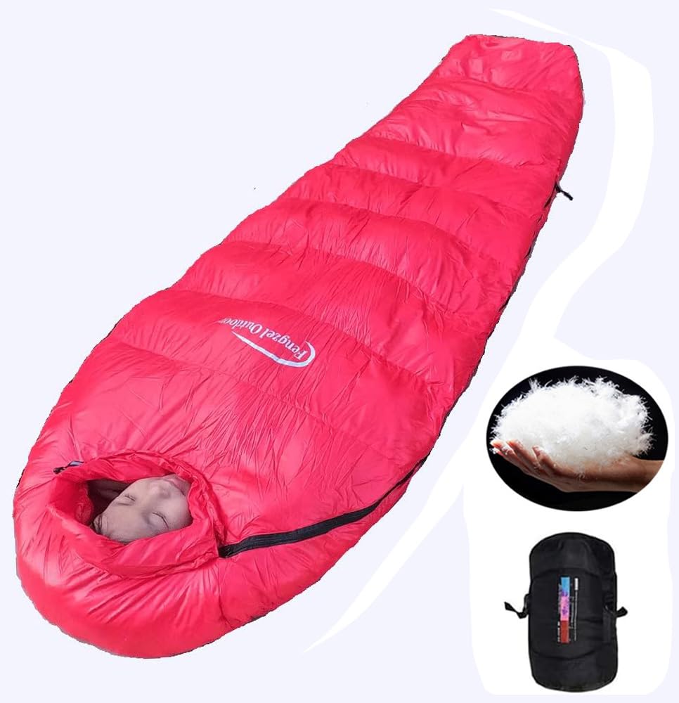 

Fengzel Outdoor Sleeping Bag for Children Premium Down Home Extreme Cold Sleeping Bag 800g Down Filling Mummy-style 17065(45)cm 93% Down, 400-1500g