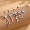 5 Stück/Los Hängende Bauchnabelringe Bauchnabelpiercing-Sets 14G Schmetterling Herz Gebogene Bauchnabelpiercings für Frauen Mädchen Körperschmuck