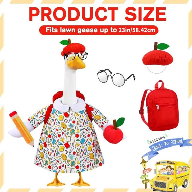 Gooses Statue Outfit Set for School Season Display, Polyester Garden Figure Clothing Gooses School Classroom Outdoor Patio Yard Lawn Art Decoration