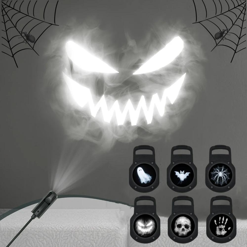 USB Projector Light Halloween Ghost Skull Night Light Switchable Pattern LED Projector Lamp for Room Ceiling Window Wall Decor