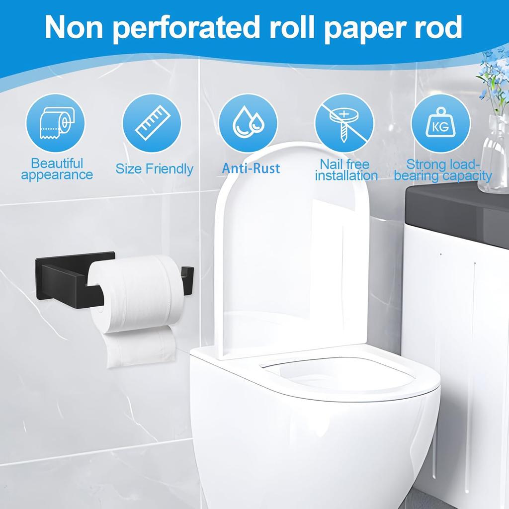 Adhesive Toilet Paper Holder Kitchen Roll Towel Rack Napkin Dispenser Absorbent Stand Tissue Hanger Bathroom Accessories