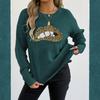 Women's Winter Leopard Embroidery Sequin Lips Round Neck Pullover