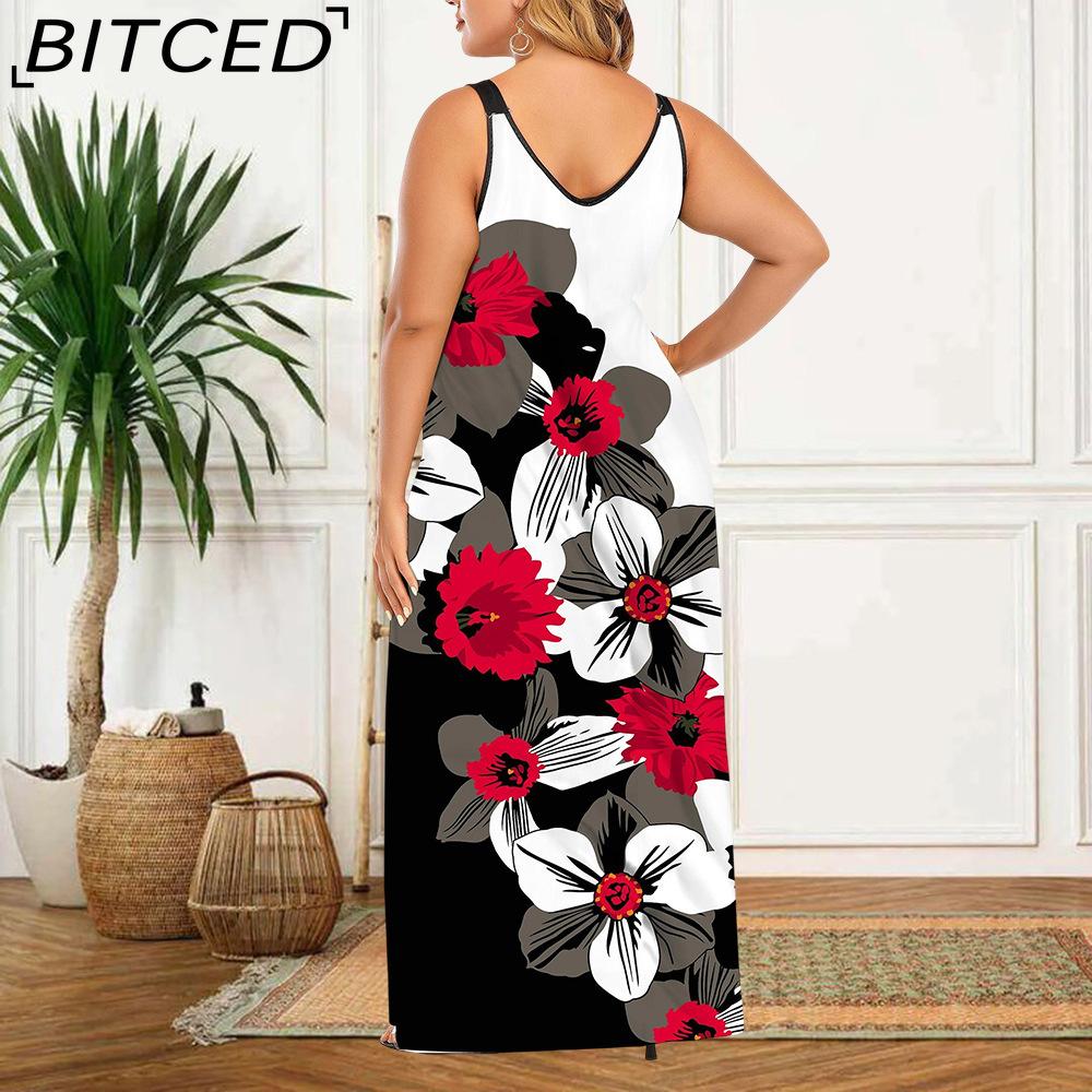 BITCED Women's Fashion Summer Spring Sleeveless U-Neck Casual Dresses