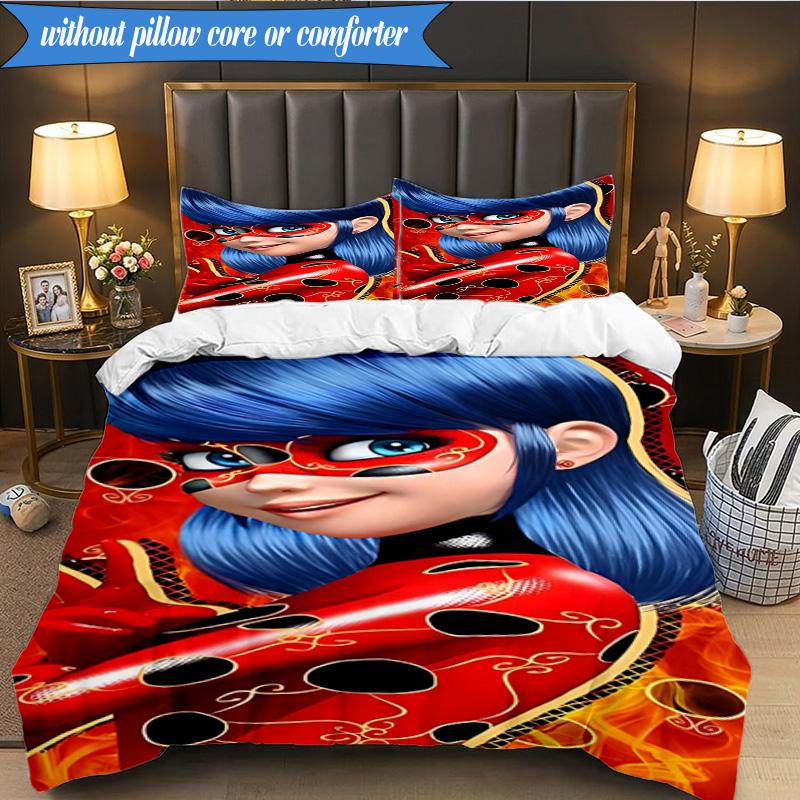 3PCS Miraculous Adventures Bedding Set,Including 1pc Duvet Cover And 2pcs Pillowcases Perfect for Bedroom, Dormitory, Fan Christmas gift