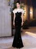 Elegant One-Shoulder Black Sequin Mermaid Evening Gown for Women