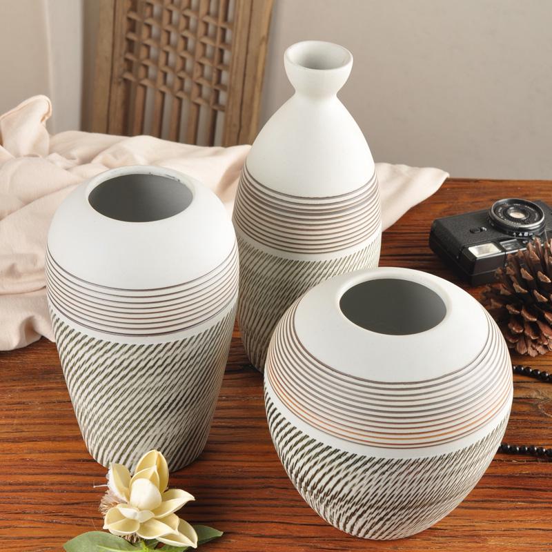 Hand-Carved Chinese Zen Ceramic Vase for Dried Flowers - Home Decor