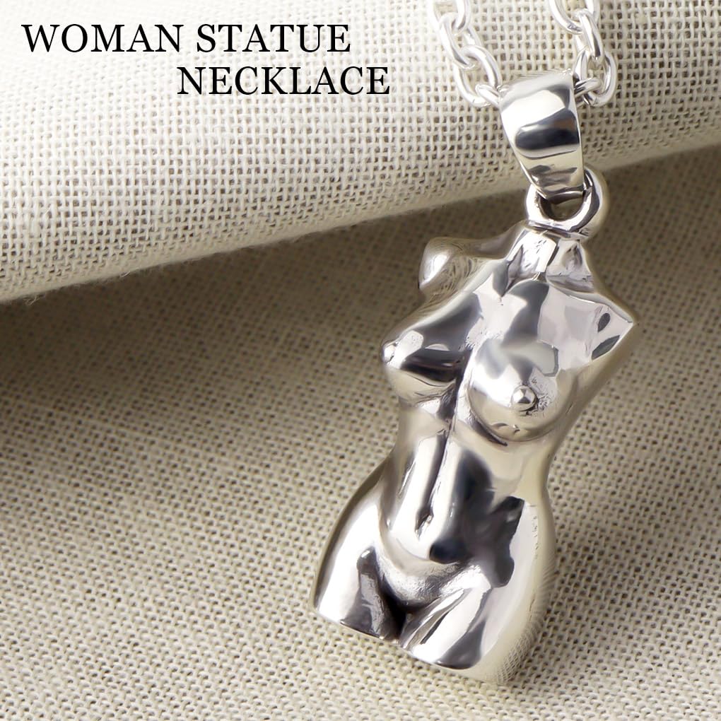 [Shinjuku Gin no Kura] 3D Nude Statue Silver 925 Pendant (No Chain) Charm Nude Beauty Goddess Torso Statue Men's Unique Necklace Motif