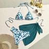 2025 European & American Print Lace-Up Bikini: Sexy Three-Piece Swimsuit Women's Beachwear