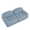 2-Sitzer Modulares Knochenloses Sofa, Muschelform, Tiefe Sitzkissen, Sofa für Wohnzimmer & Wohnung, Keine Montage Erforderlich, Blau
