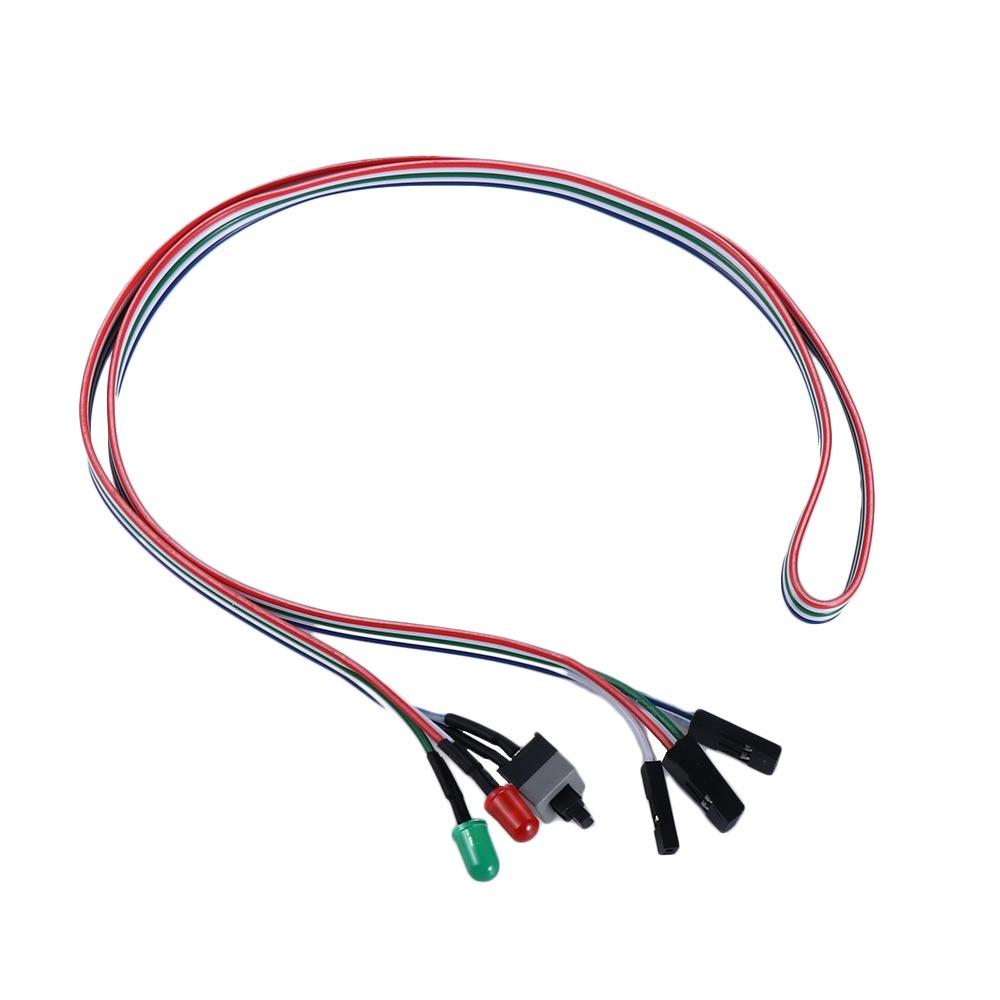 Reset Power Cord Push Button Switch PC Power Reset Switch with LED Light Motherboard Power Cable