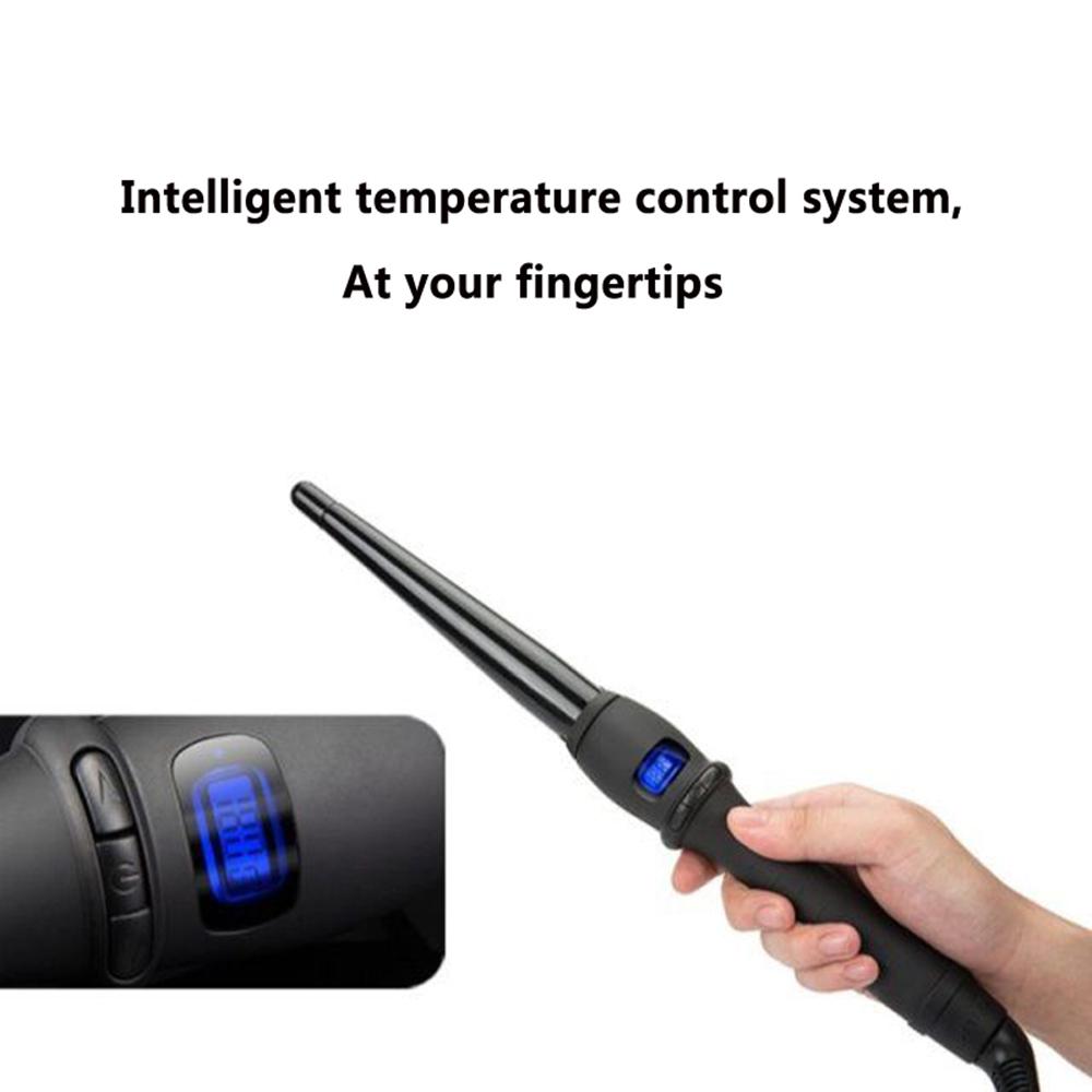 Haarwelle Haarkräuselung Birnenblütenkegel Coiffure Keramik-Lockenstab für Haarstab LCD-Anzeige Haarstyling-Geräte