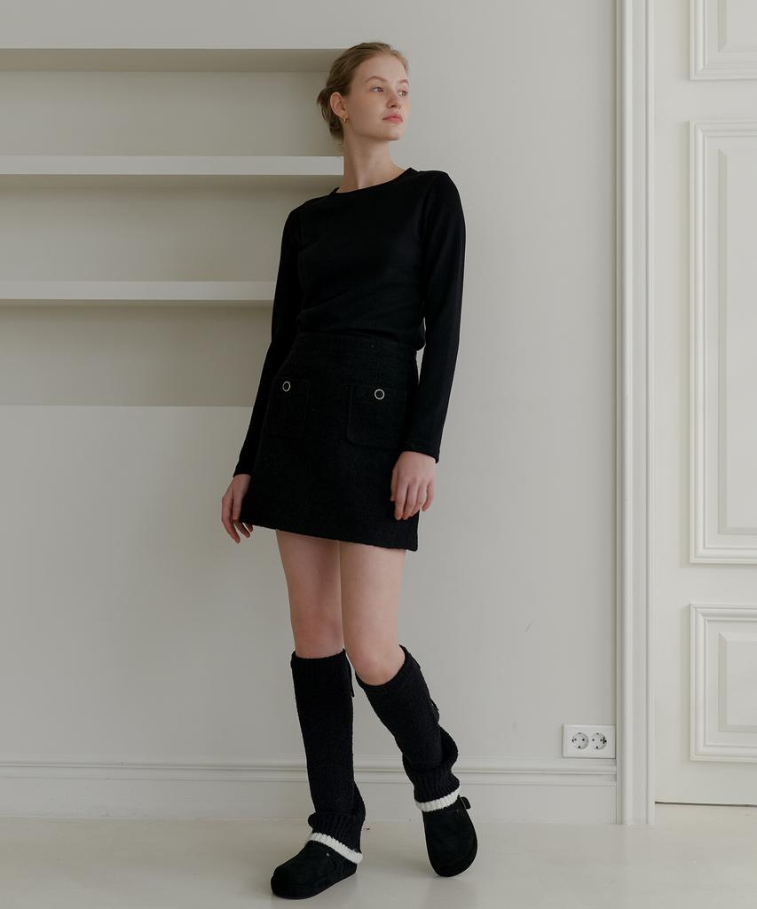 Yeoppe Wool Boucle Skirt_Black