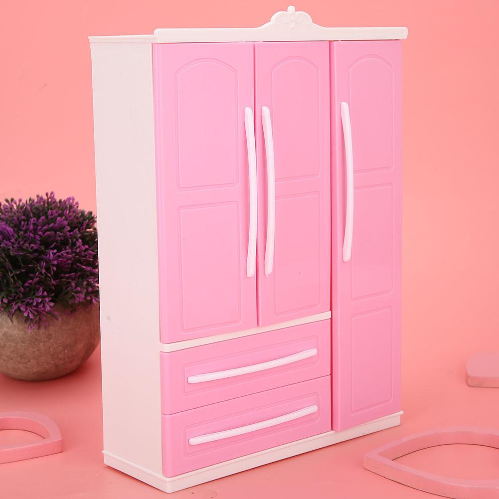 3-Door Dollhouse Wardrobe Dolls Furniture Accessories for Dolls Girls Toys Gift