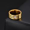 Chunky Gold Color Ring for Men Boys,Sparking White AAA CZ Stone Stainless Steel Ring,Stagement Wedding Ring To Him Her