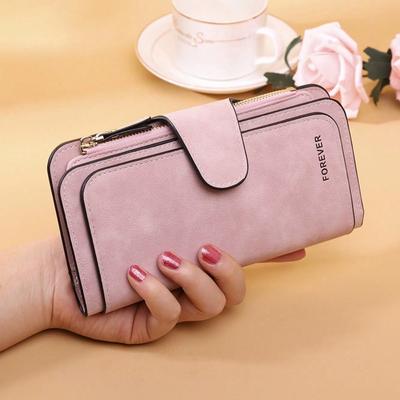 Portafoglio Lungo da Donna, Pelle PU Opaca, Fibbia Premium, Porta Carte Multipli, Portafoglio a Tre Pieghe Clutch.