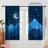 2pcs,2D Plane Printing Curtains&Window Treatment Crescent Moon Over Mountains Versatile Polyester Fabric (without Rod)