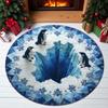 60*60cm Christmas Round Carpet 3D Special-shaped Crystal Velvet Santa Claus Floor Mat Atmosphere Decoration Anti-Slip