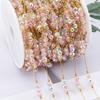 1meter Pink Crystal Beads Stainless Steel Chain Natural Stone Beading Necklace Chain Bracelet Accessories for Jewelry Making DIY