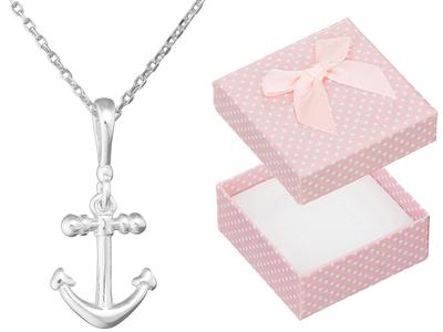 Short Silver Nautical Necklace Anchor Sailor Choker Ankier 40Cm