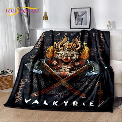 Manta de Dibujos Animados 3D Vikingo Odín Valhalla Mitología Nórdica, Manta Suave para Casa Dormitorio Cama Sofá Picnic Oficina Viaje Cubierta