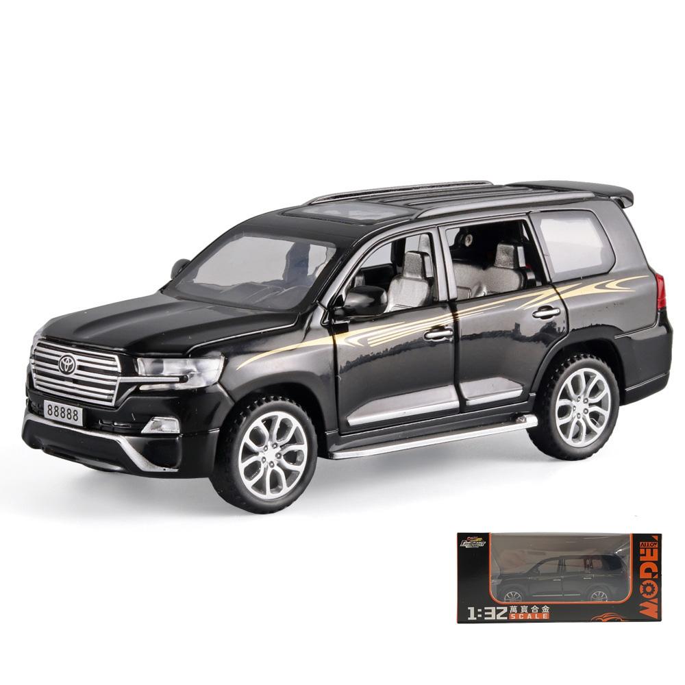 Miniaturen 1/32 Toyota Land Cruiser Legierung Off Road Diecast Modell Sound Licht Pull Back Spielzeug Schreibtisch Fahrzeugmodell Ornamente Geschenk