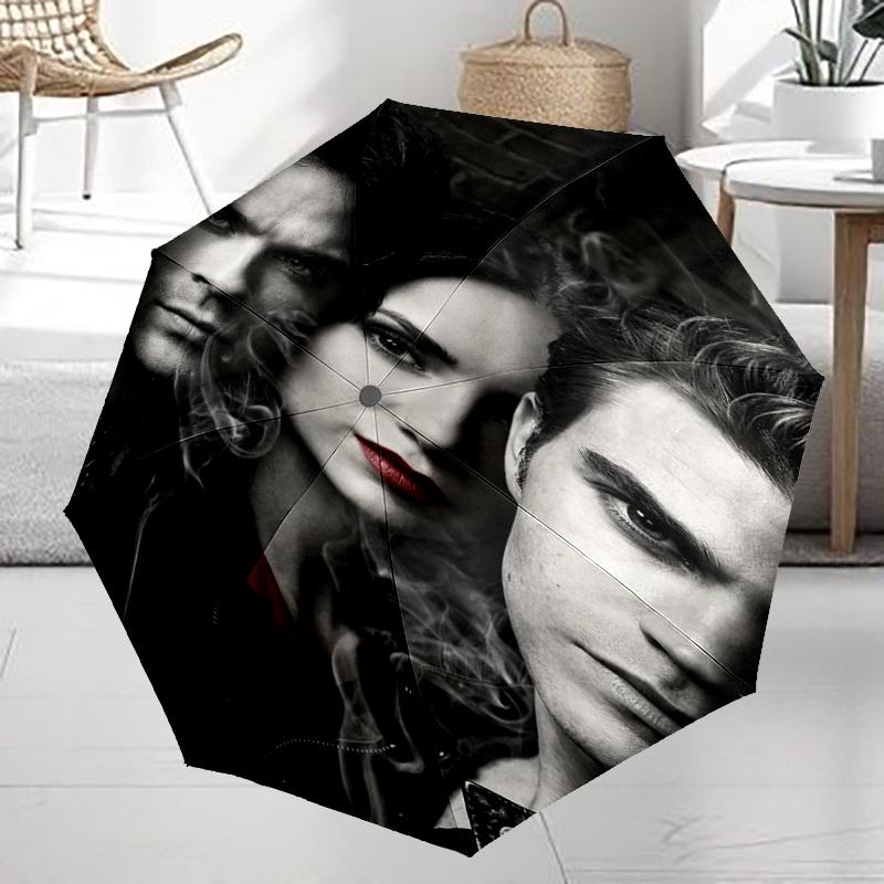 Vampire Diaries Theme Automatic Umbrella, Lightweight & Portable, 8 Rib, Perfect for Outdoor Travel, Birthdays, Christmas, Gifts.