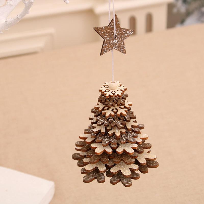 Christmas Decorations Wooden Bell Pendants Wind Chimes Pendants Christmas Tree Three-dimensional Small Pendants Christmas Gifts