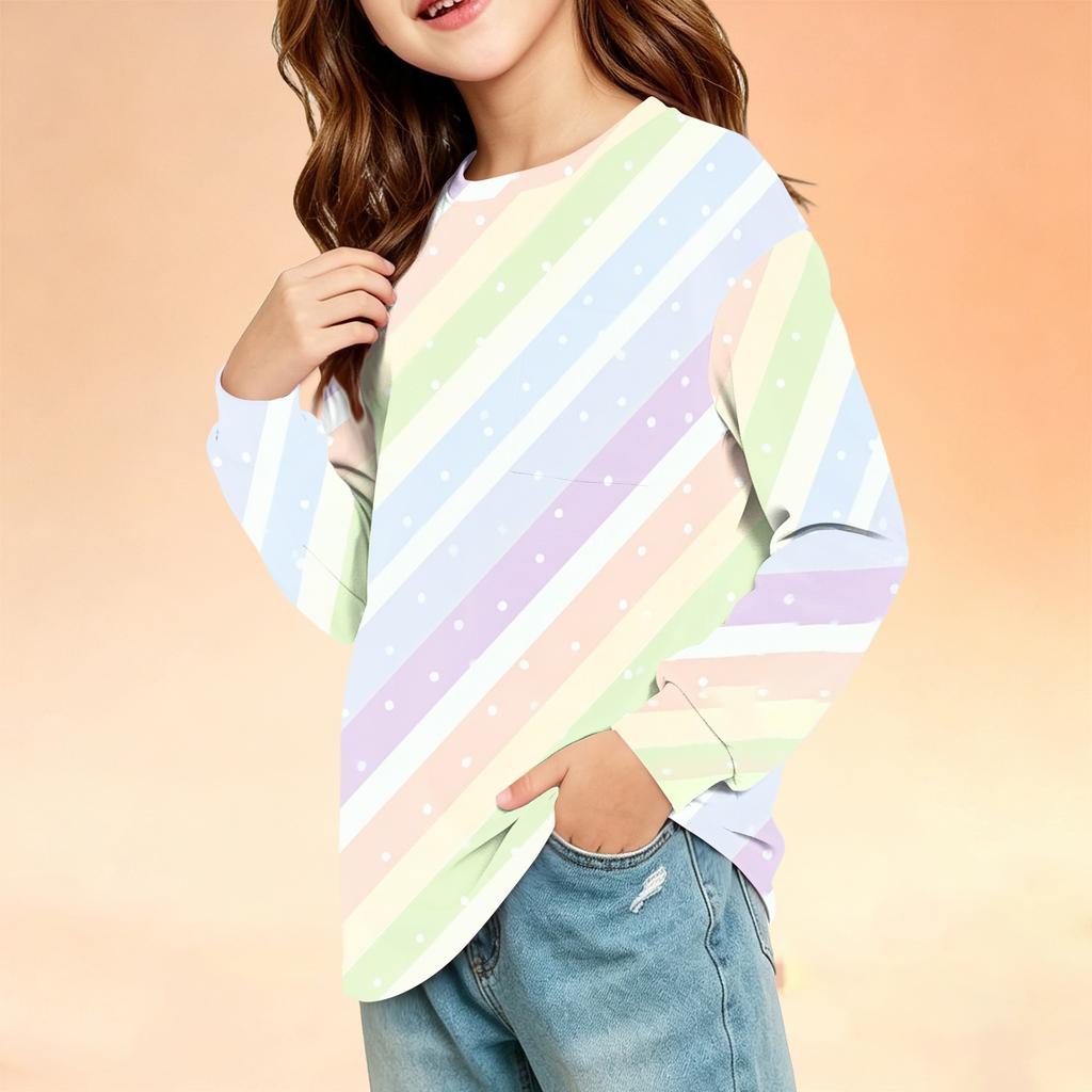 Kids' Long Sleeve Printed Round Neck Top with Pocket for Boys and Girls
