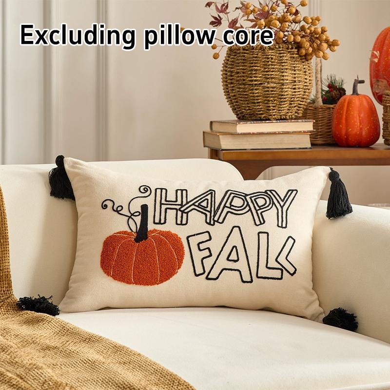 

Festival Autumn Maple Leaf Pillow Pumpkin Embroidery Cushion Cover Modern Decoration Home Decoration Pillowcase Bedding